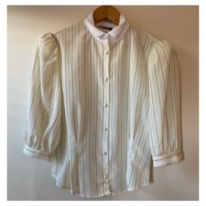 Vintage 80s Ez street pin stripped button down blouse.